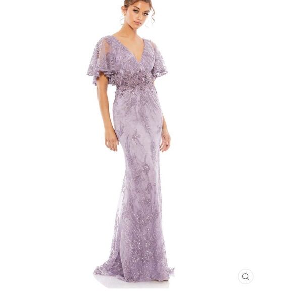 Mac Duggal $798 67493 Womens VINTAGE FLUTTER SLEEVE EVENING GOWN Dress - Picture 3 of 16